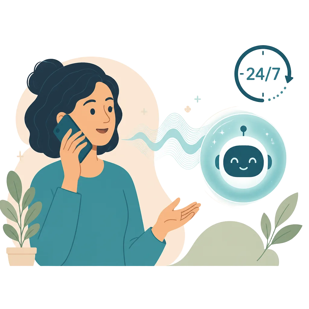 Illustration: Person hält ein Smartphone und stellt dem digitalen Pflegeberater eine Frage.